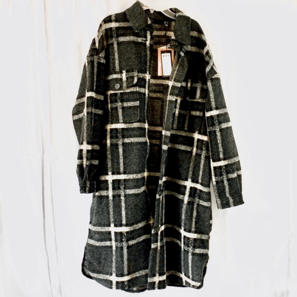 VERO MODA CHRISSIE QUILT LONG CHECK SHIRT/LONGLINE SHACKET (MED)